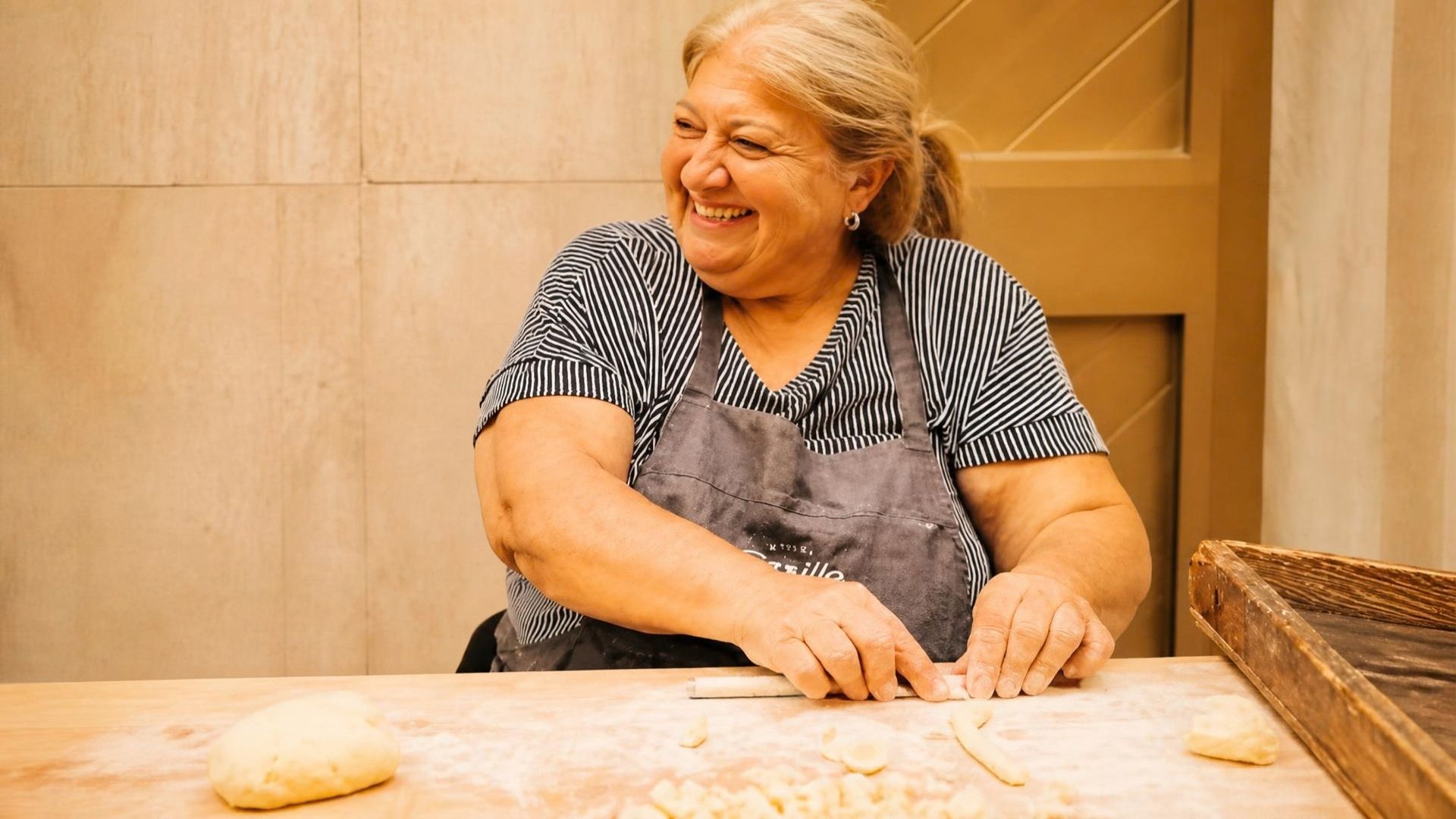 Nunzia La Pastaia making handmade Puglian pasta at Publico Ristorante Singapore