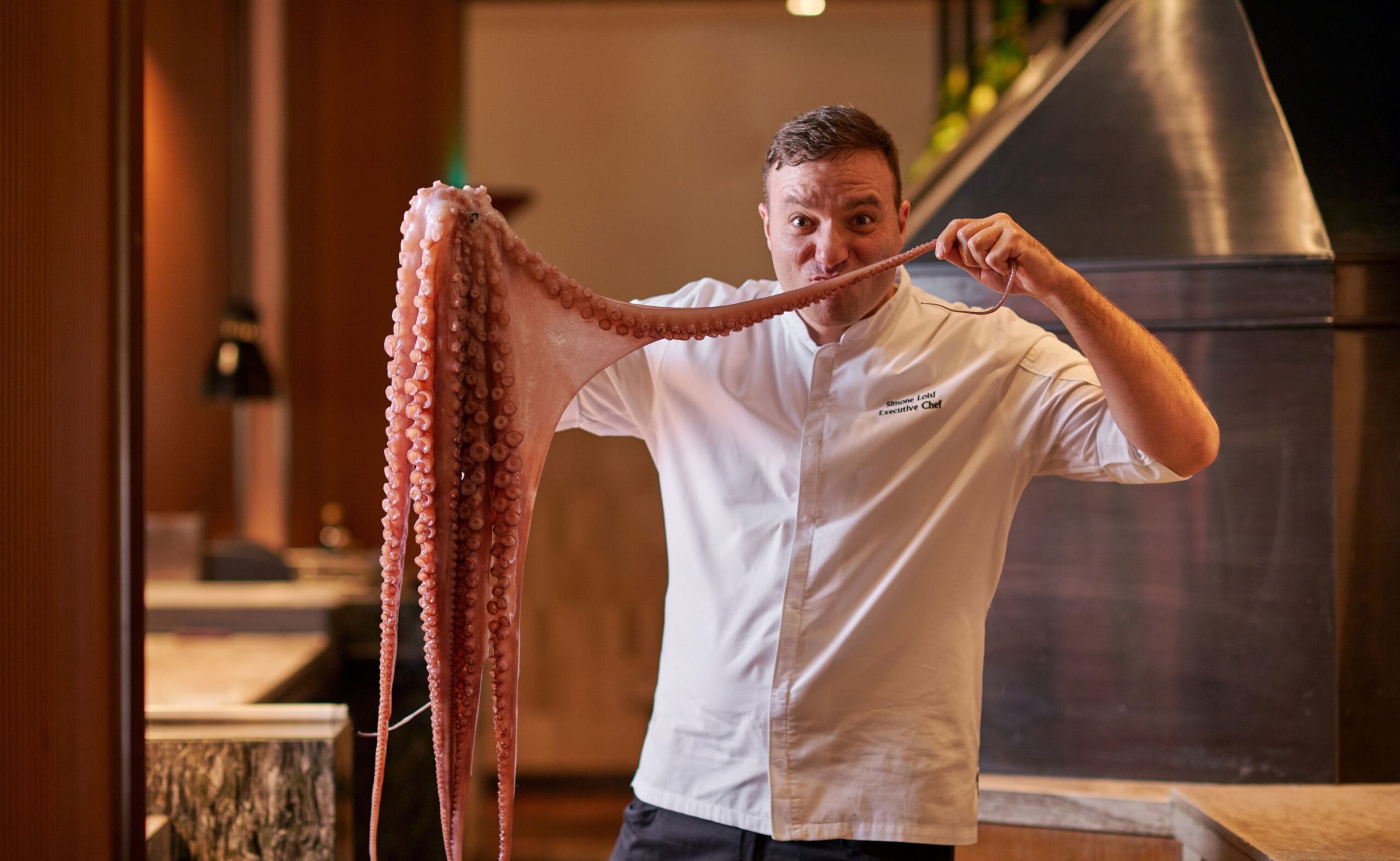 Executive Chef Simone Loisi preparing fresh pasta at Publico Ristorante in Robertson Quay, Singapore.