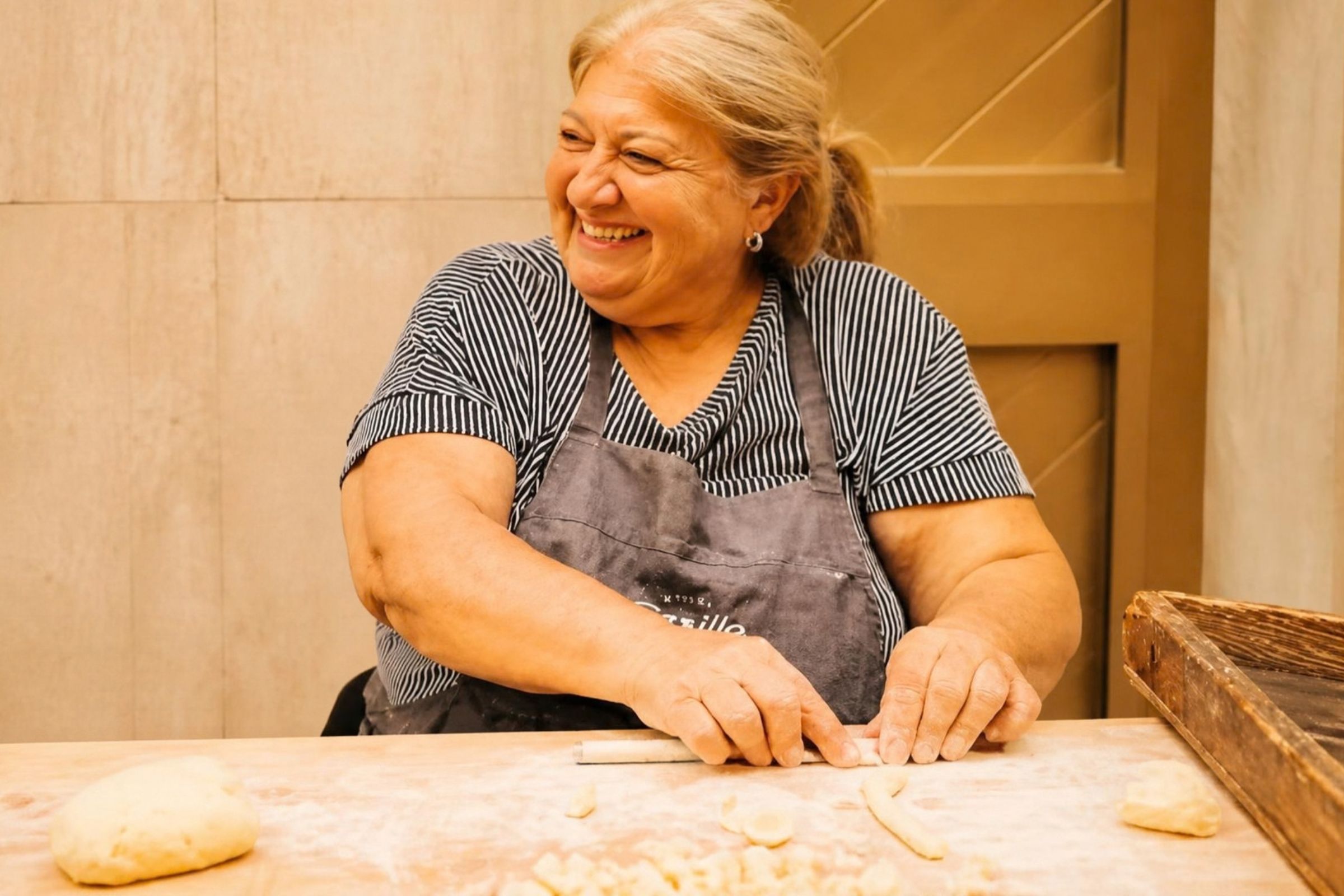 Nunzia La Pastaia making handmade Puglian pasta at Publico Ristorante Singapore